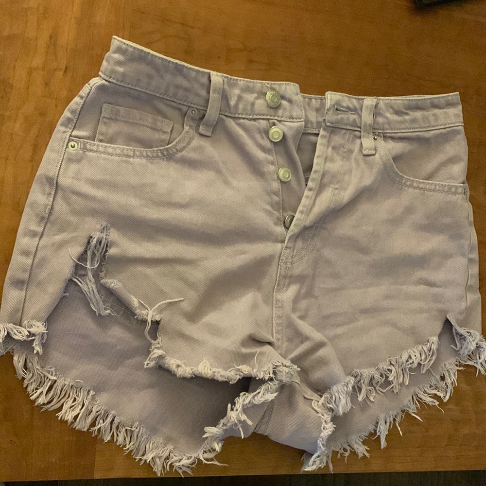 Purple cut off shorts